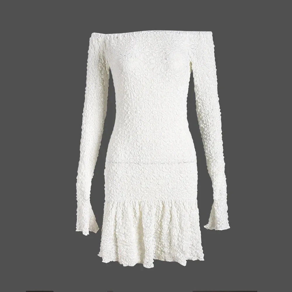 Nibber Temperament Women Dress One Shoulder Ruffles 3d GlowCart