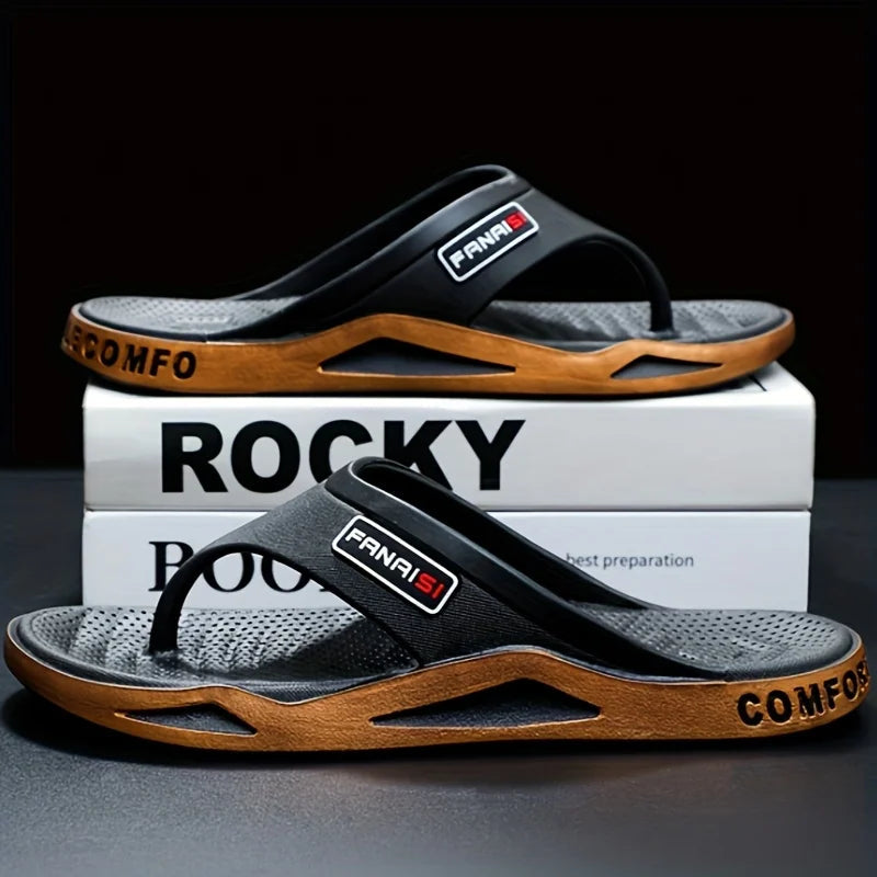 1 Pair  Beach Sandals Shower Shoes Men'S Stylish Lightweight Flip-Flops Comfortable Thong Sandals Camping Casual Attire GlowCart