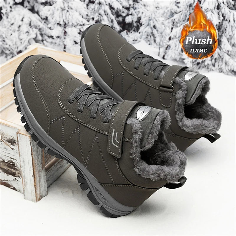 Men's women's outdoor hiking boots, thick-soled snow boots, fleece-lined warm men's boots, winter short boots GlowCart