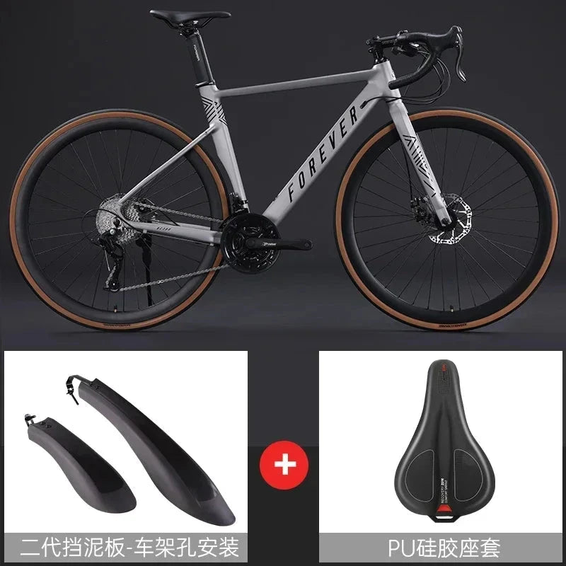 2024 new ultra-light and ultra-fast road bicycle aluminum alloy curved handlebar for men and women adult riding dual disc brake GlowCart