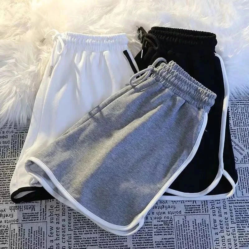 Striped Sports Shorts Women Korean Fashion Casual Mini Shorts Summer Simple Loose Wide Leg Shorts Ladies New GlowCart
