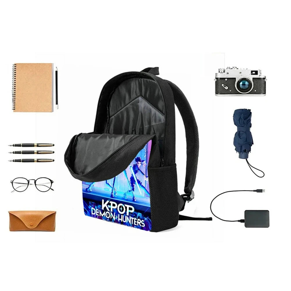 K-pop Demon Huntes Fashion Backpack for Girls Boys Anime Cartoon Large Capacity Schoolbag Children Multi-function Shoulder Bag GlowCart