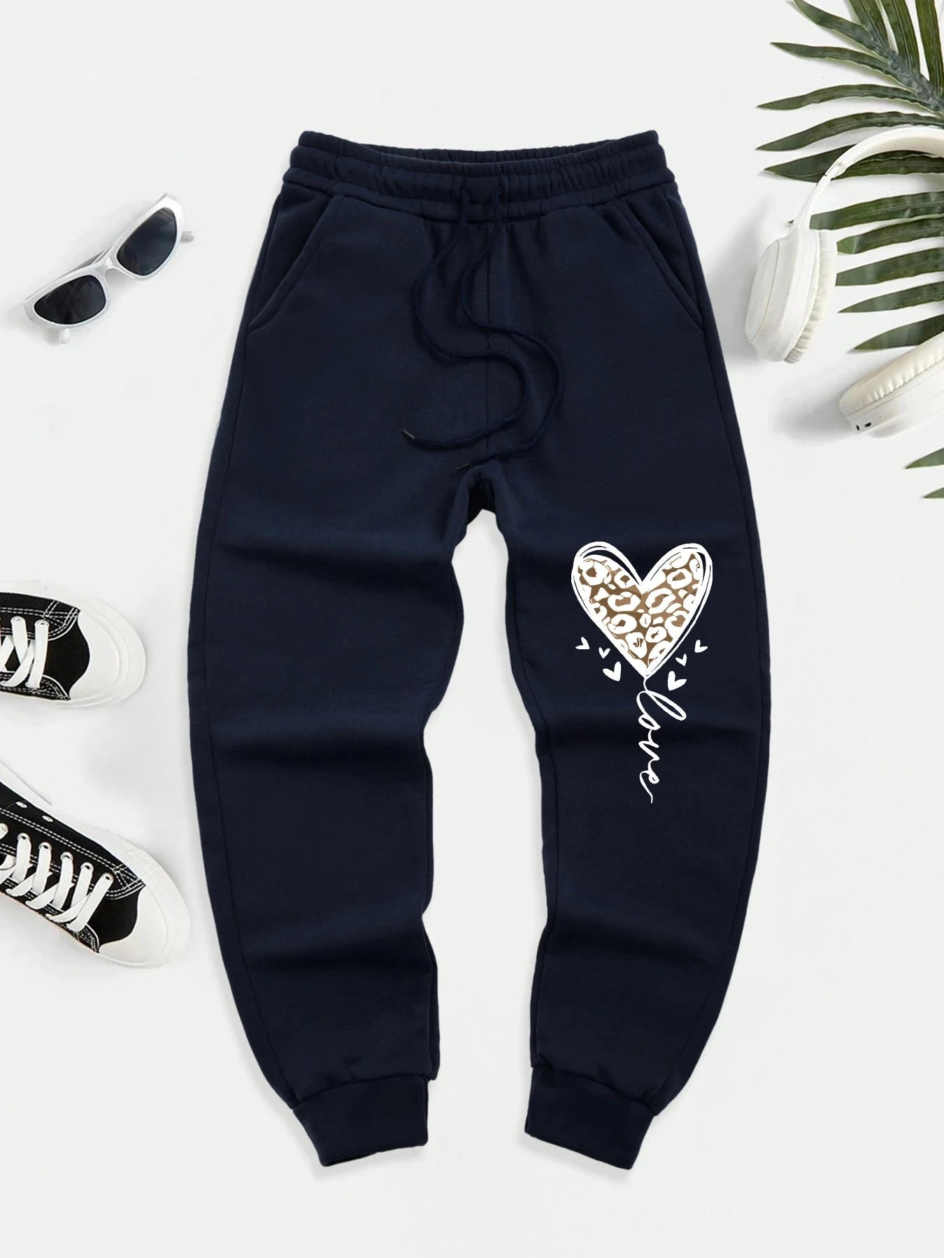 Love Leopard Print Heart Pattern Men'S Casual Basic GlowCart