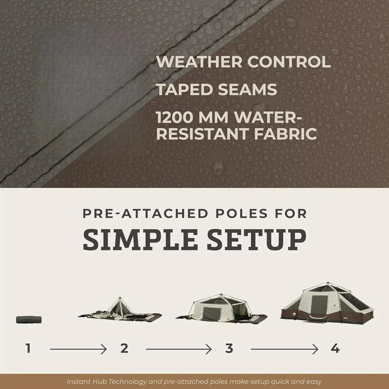 W_Instant Cabin Tent with LED Lights | Large Family Lighted GlowCart