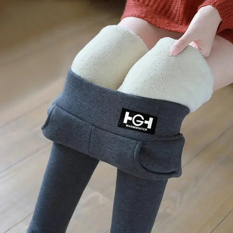 Women Winter Leggings Solid Warm Leggings Thicken Lamb GlowCart