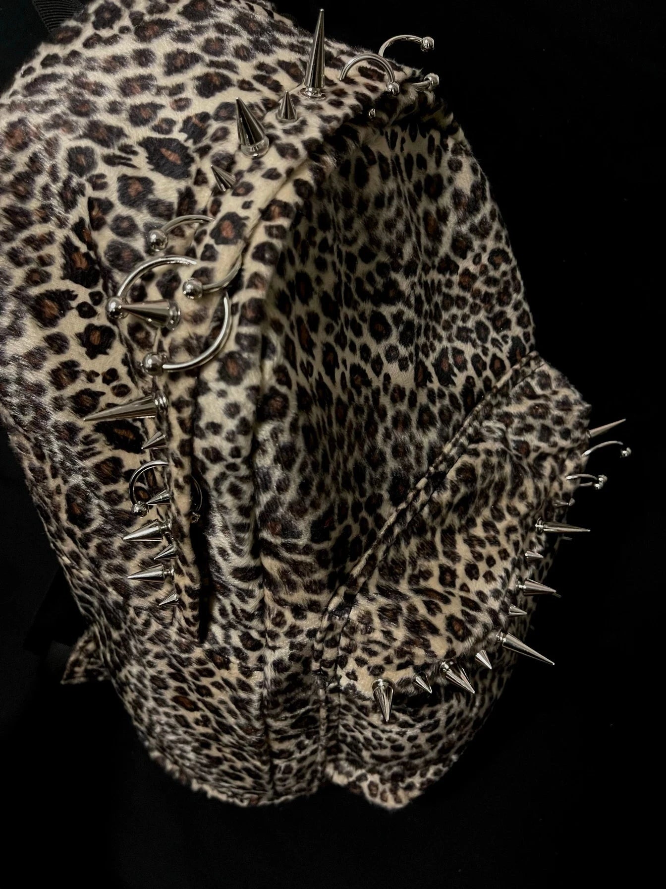 punk rivet leopard print backpack men's bag large capacity GlowCart