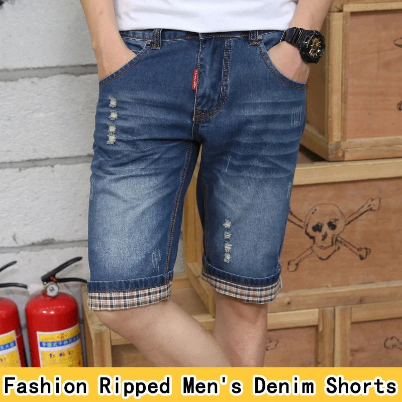 High quality Big size Denim shorts Summer Shorts Men Ripped GlowCart