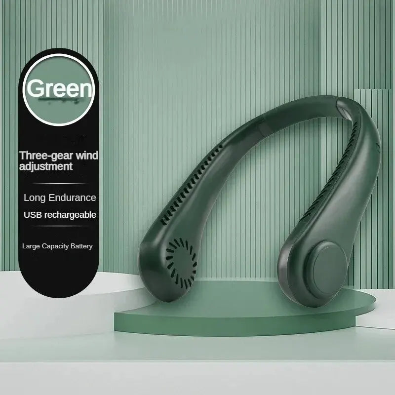 Portable Neck Fan, Mini Bladeless Hanging Neck Fan 1200mAh