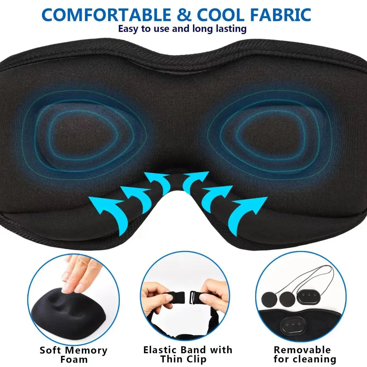 Bluetooth Eyemask, Wireless Bluetooth Headphones Sleep GlowCart