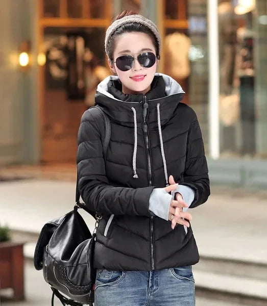clothes Winter XXXL Jacket Women hooded Solid Color Short GlowCart