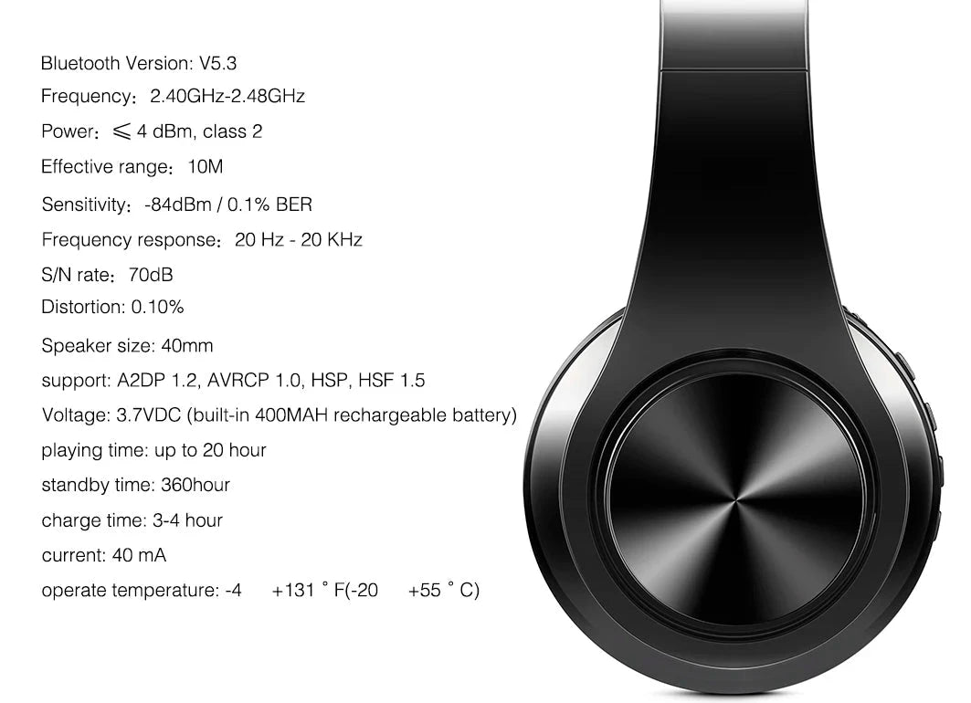 Men Gift Gold Wireless Headphones Bluetooth Earphone Stereo GlowCart