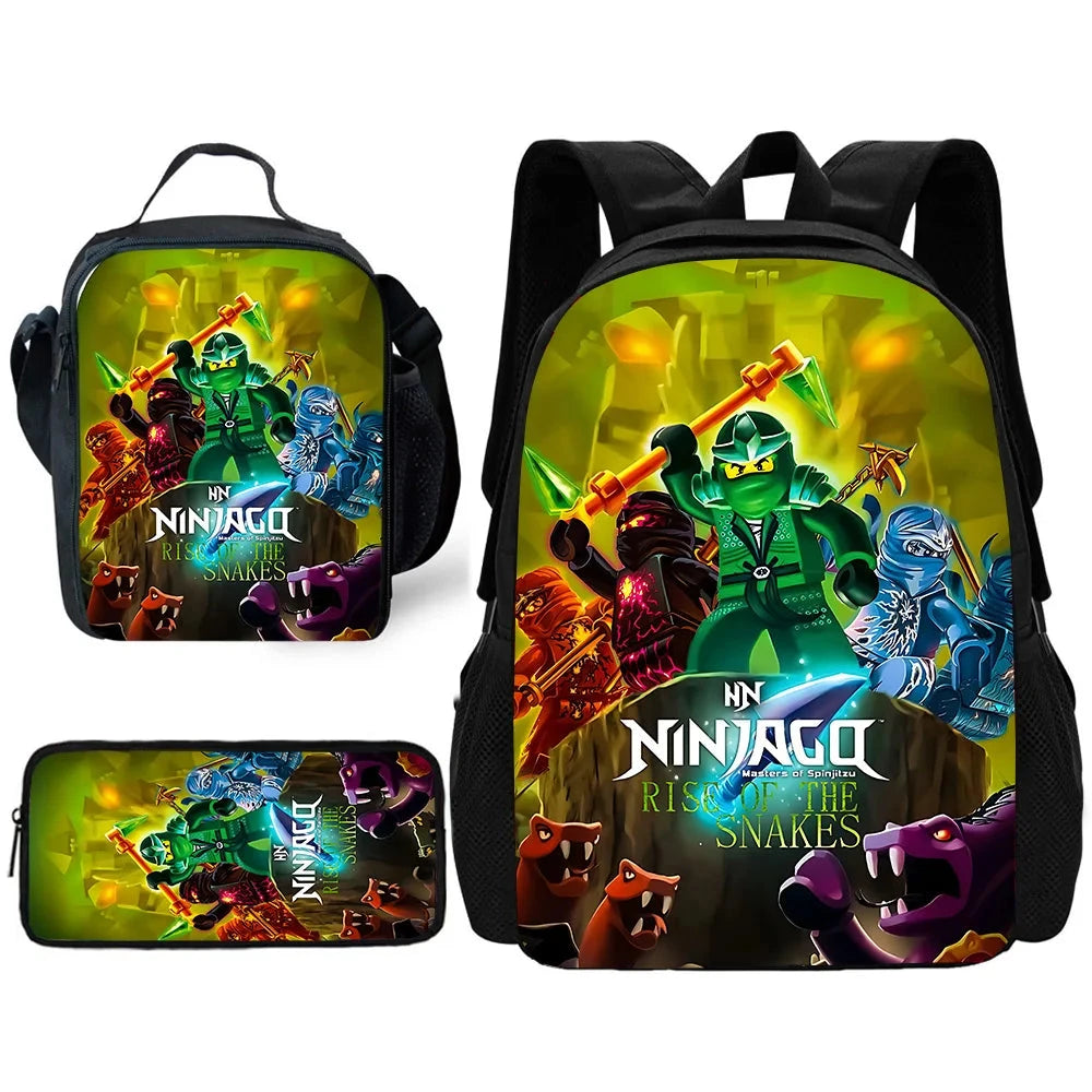 Child School Sports Game N-NinjagoS Backpack with Lunch Bags ,Pencil Bags ,School Bags for Boys Girls Best Gift GlowCart