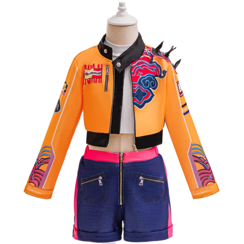 3-12Y Girl Set 3pcs Demon Hunters Rumi Cosplay Costume Birthday Party Stage Performance Costume Halloween Carnival Kids Dress Up GlowCart