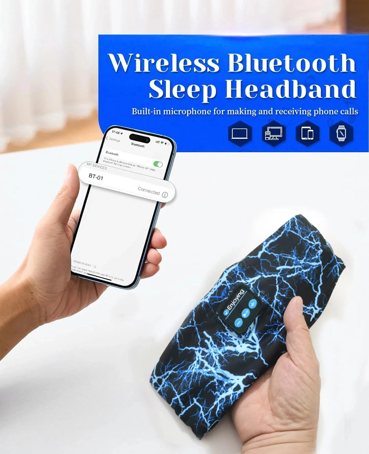 Wireless Bluetooth Headphones Unisex Sports Music Headband GlowCart