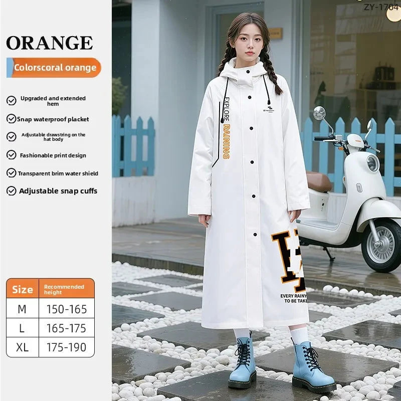 Thick Student Long Raincoat Hooded for Men Women Waterproof GlowCart