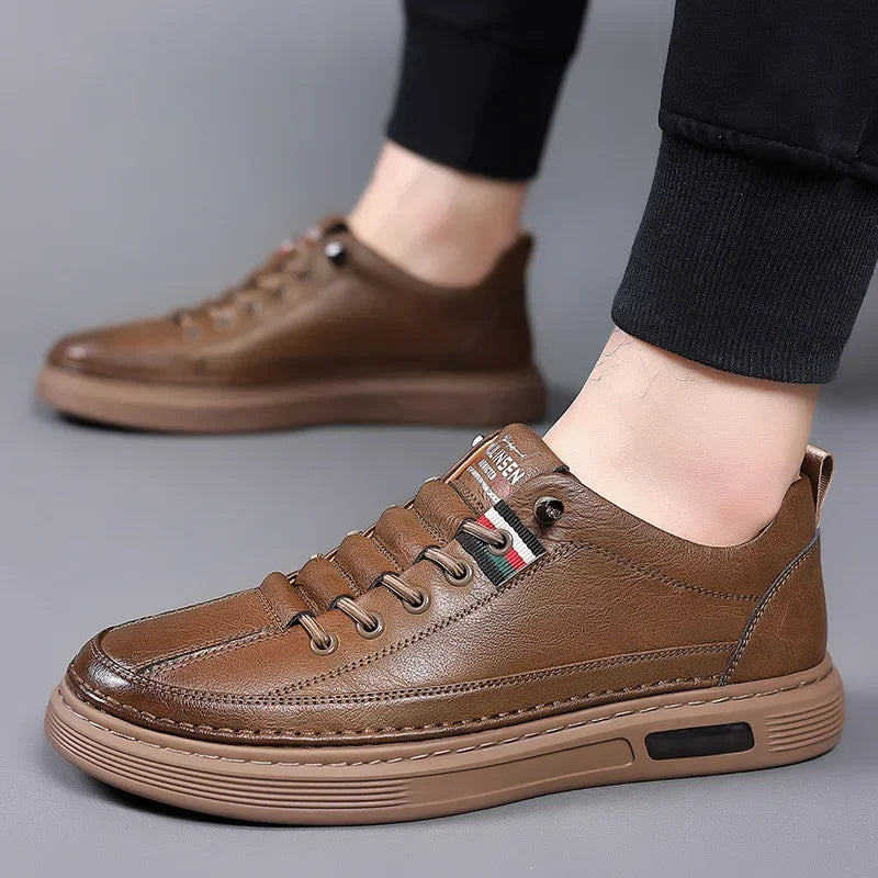 Men's Casual Shoes Spring Autumn Depressurized Breathable Lacefree Leather Shoes Super soft and wear-resistant Men's Board Shoes GlowCart