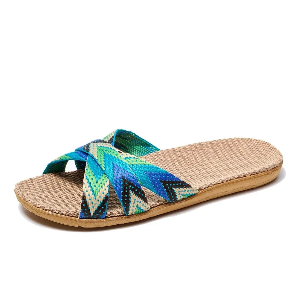 Indoor Slippers Women Home Shoes Lightweight Linen Couple GlowCart