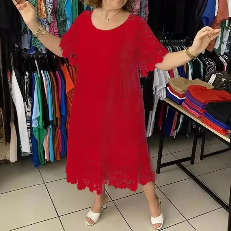 Fashion Crew Collar Long Dress Elegant Ladies Solid Club GlowCart