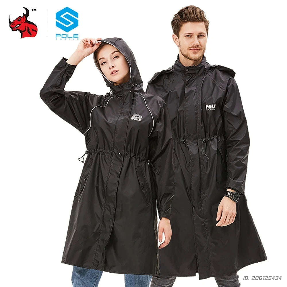 Women Men Waterproof Long Raincoat Motorcycle Riding GlowCart