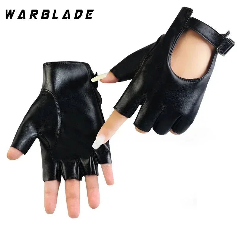 Women Halloween PU Leather Waterproof  Fingerless Gloves GlowCart