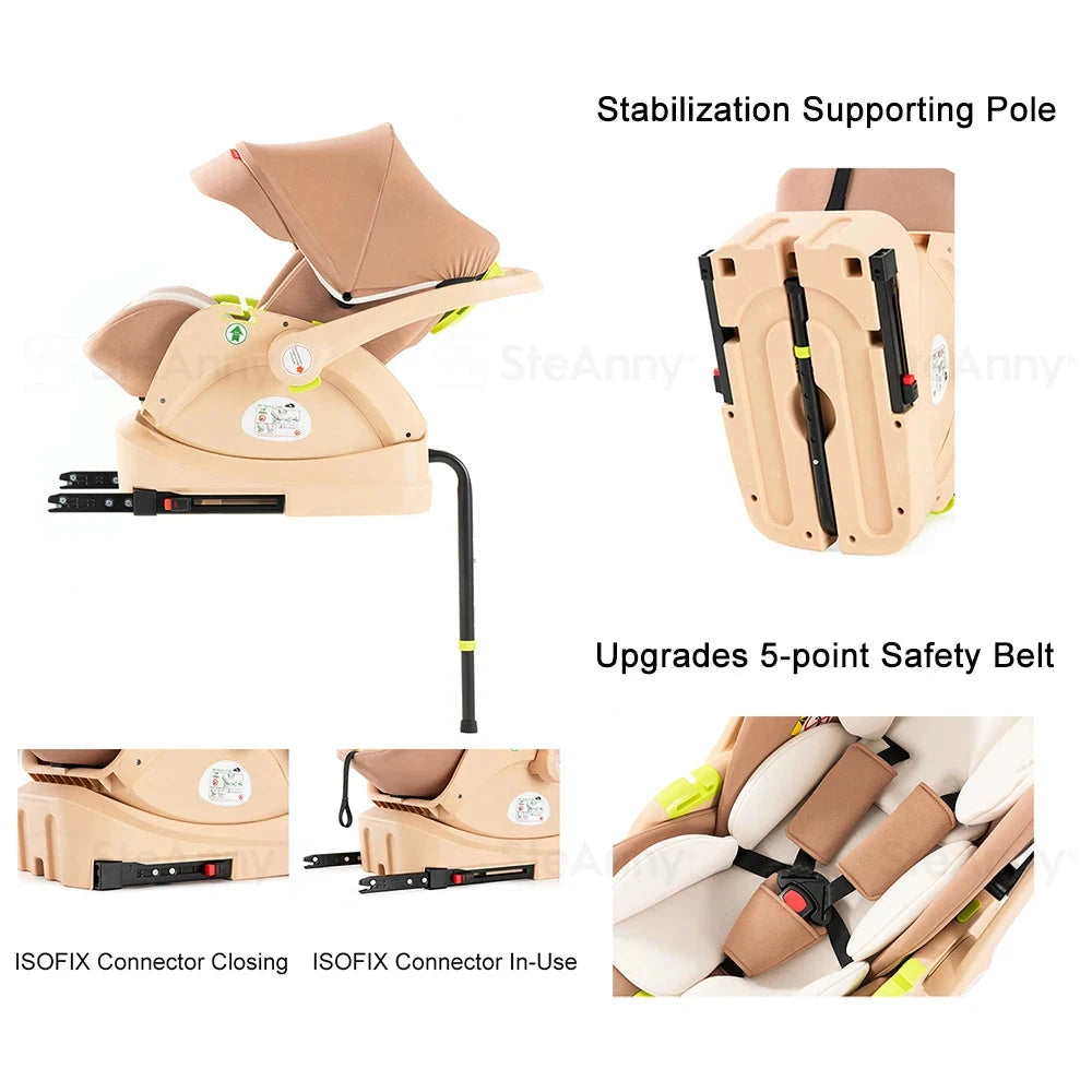 3 in 1 Baby Stroller,Baby Travel System,Baby Carriage 3in1 with Isofix Base,Foldable Newborn Pram,Reversible Standard Stroller GlowCart