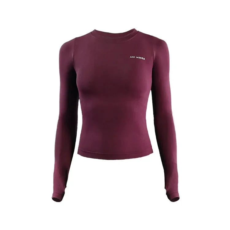 Women's Long Sleeve Top Yoga Shirts Running T-Shirt Workout Fitness Gym Sports Top Training Crop Top Solidcolor лонгслив женский GlowCart