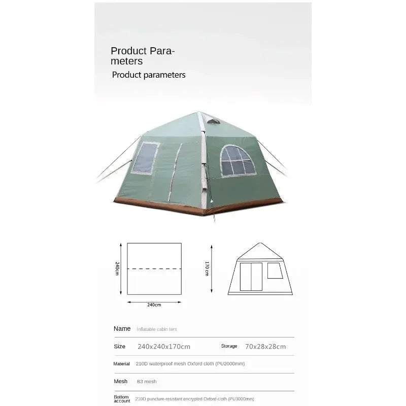 Inflatable Cabin Tent - 5-8 Person Waterproof Pop-up Tent GlowCart