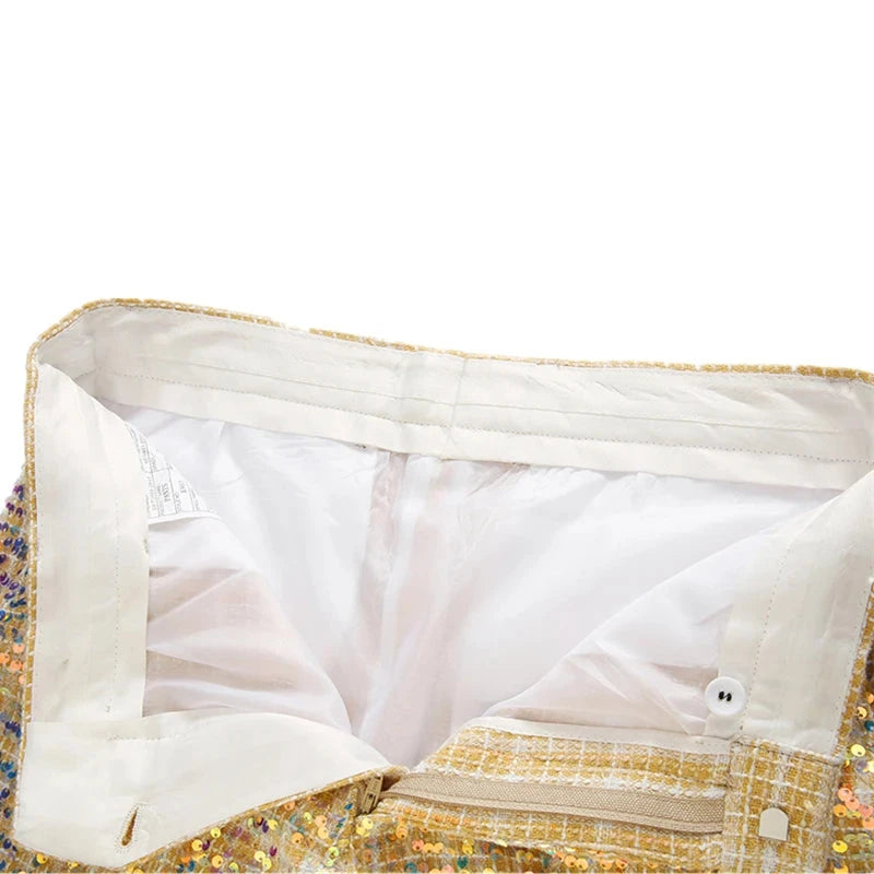 Gold Men's Shiny Sequin Suit Pants,Wedding Party Dress GlowCart