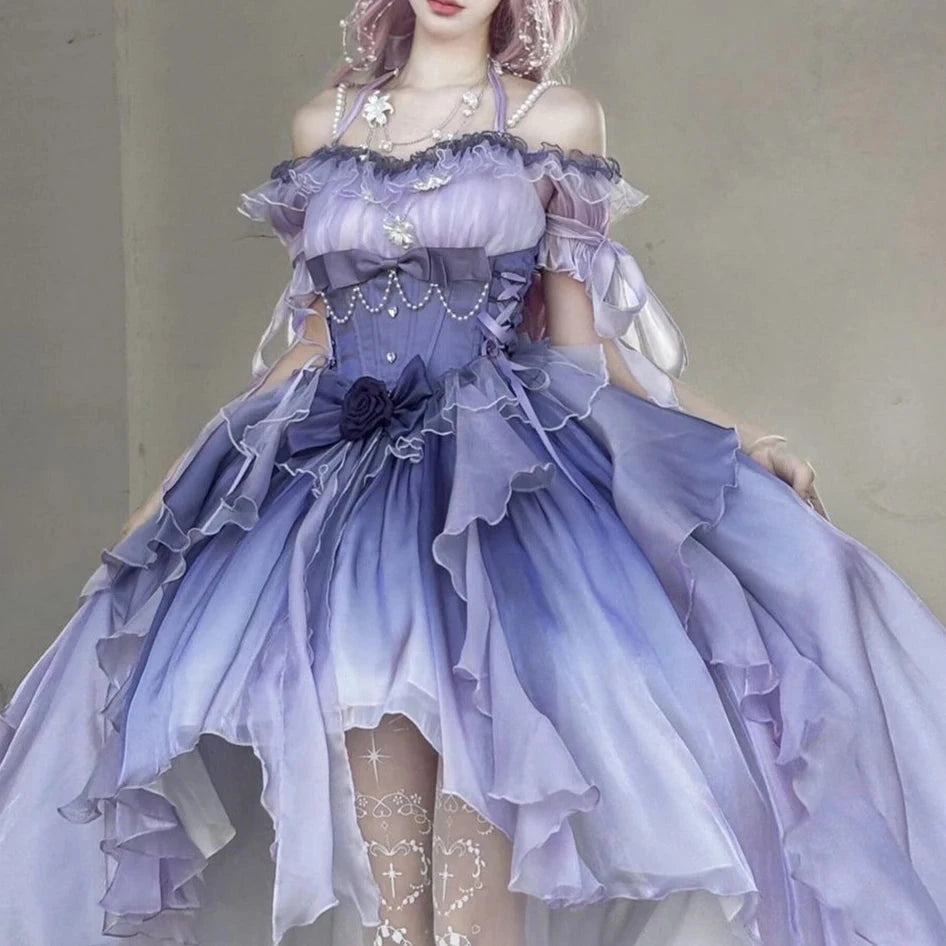 Dophee Original Lolita Trailing Puffy Dress Women Short GlowCart