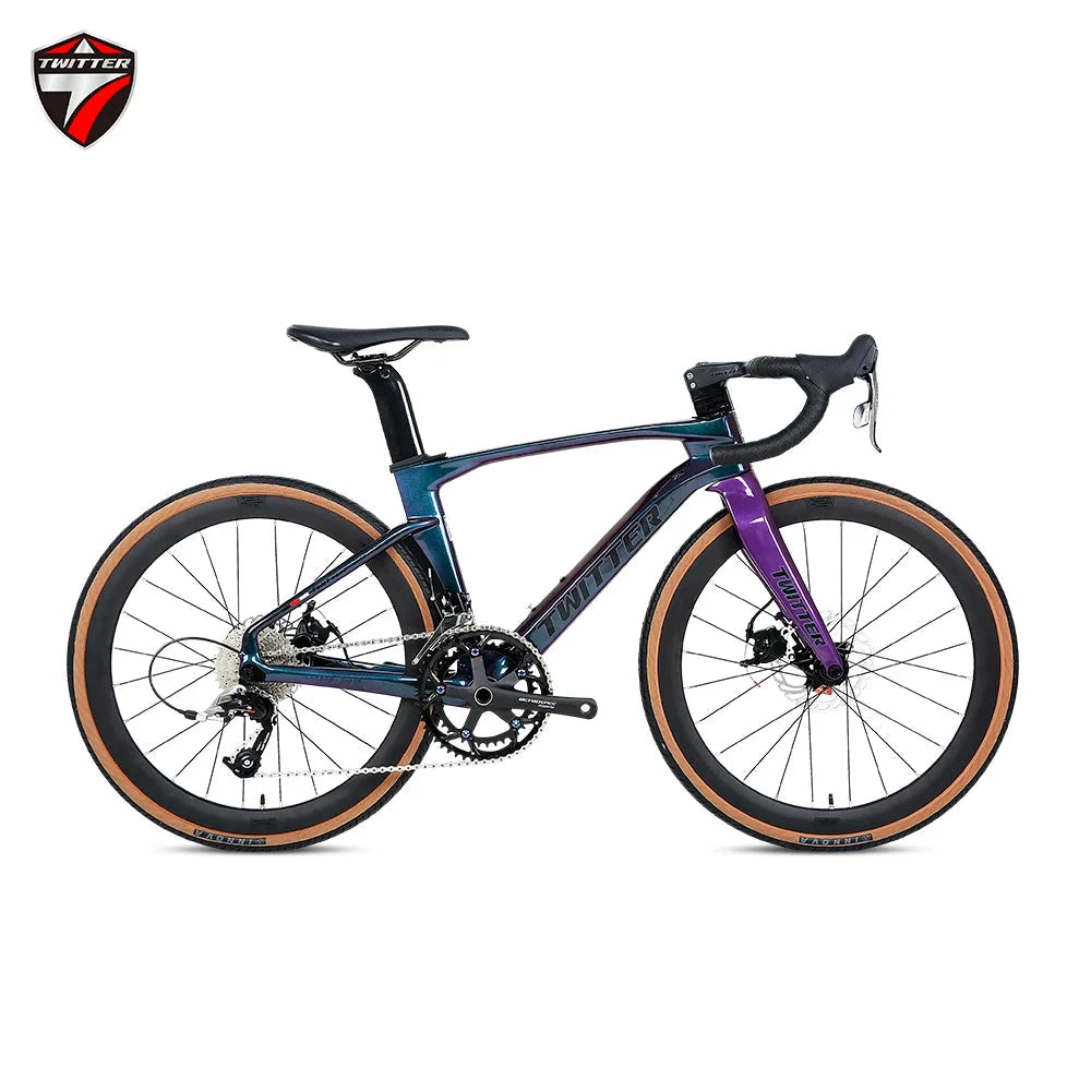 Twitter children's carbon fiber road bike 24 inch Hydraulic Disc Brake Road Racing Bicycle WheelTop GEX-12S  student bicicleta GlowCart