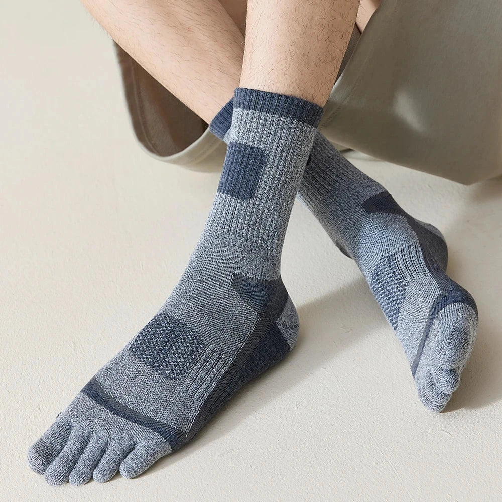 3 Pairs Fleece Toe Socks Men Autumn Winter Warm Five Finger Socks Man High Quality Cotton Sports Crew Socks Running GlowCart