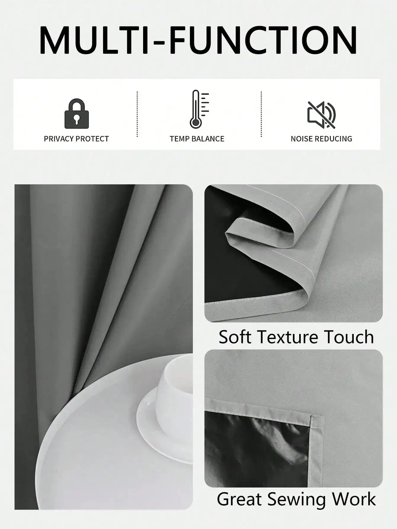 1pc Solid Blackout Curtains with Grommets, Total Privacy GlowCart