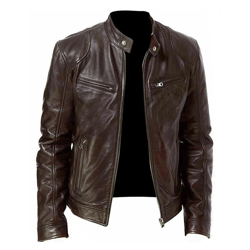 2024 Motorcycle Leather Jackets Man Casual Fashion GlowCart