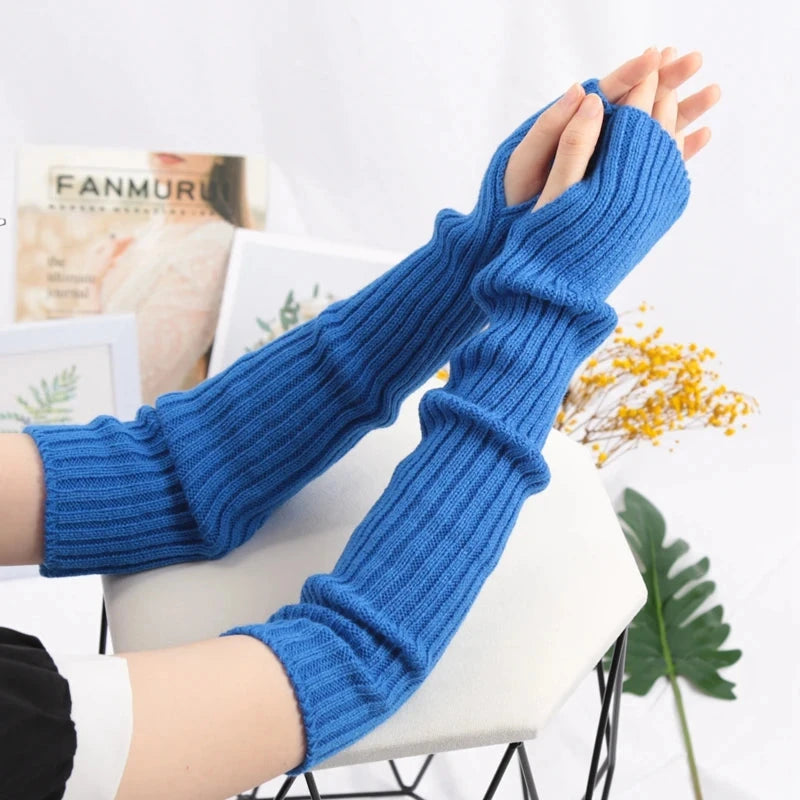Women Long Fingerless Gloves Soft Female Glove Lolita Kawaii GlowCart