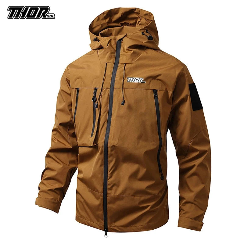 THORSOL Cycling Rain Jacket Men's Waterproof Hooded Road GlowCart