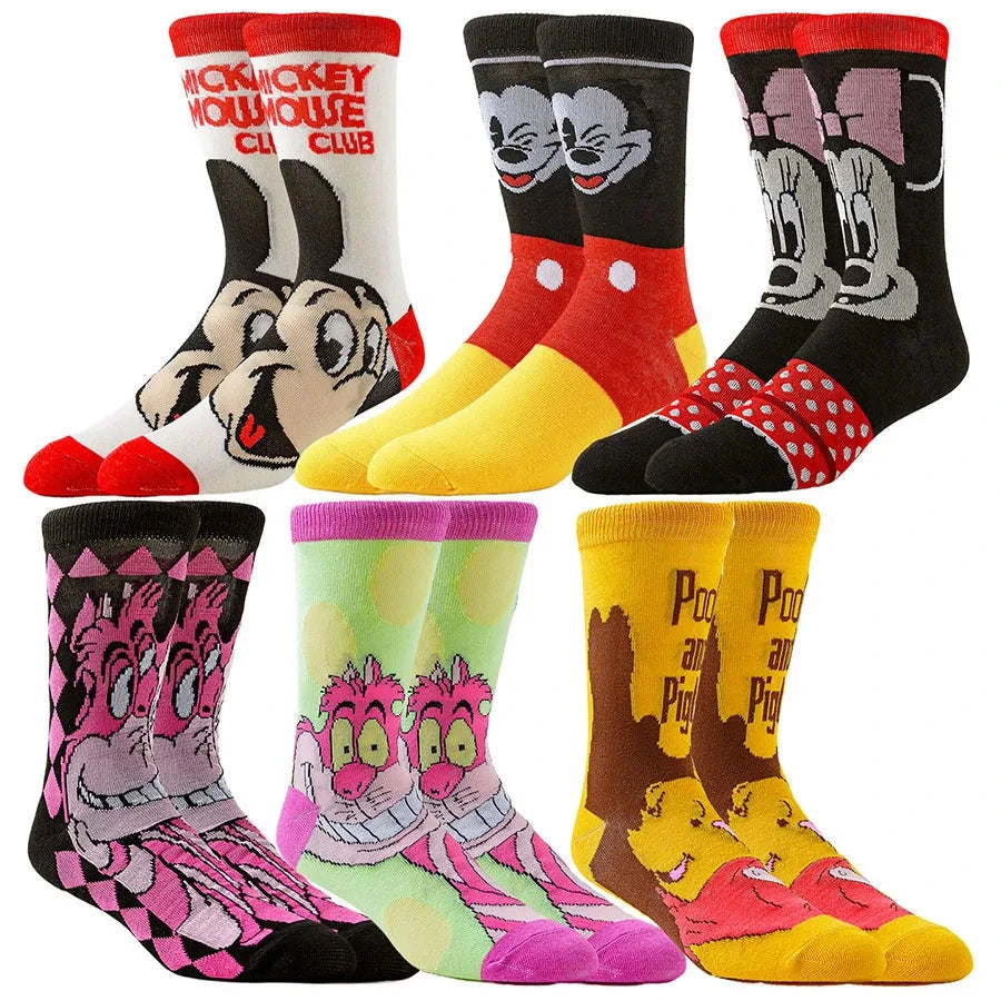 6pairs Random Color Potdemiel Disney Cartoon Anime Socks Hip GlowCart