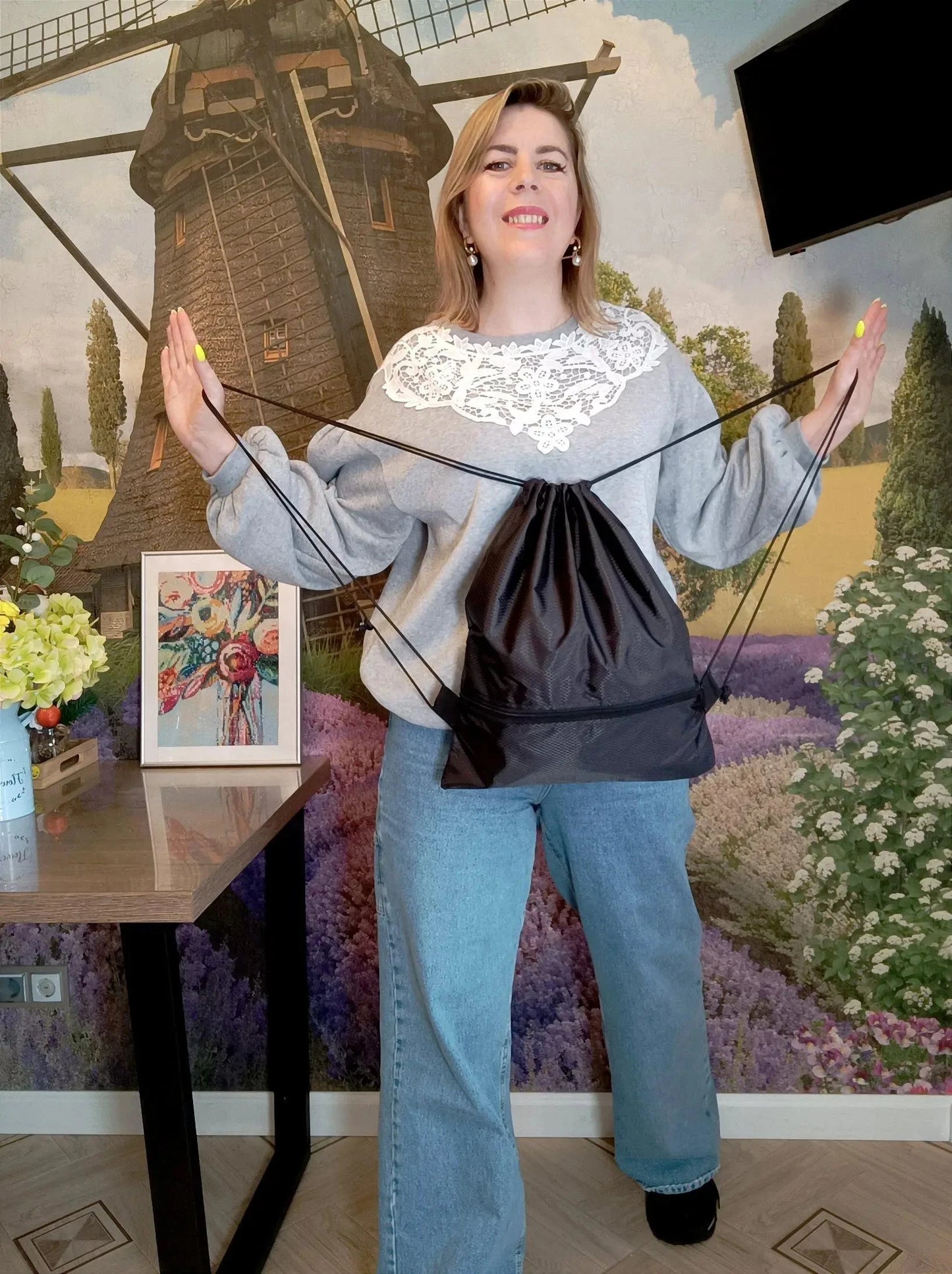 Compact Foldable Drawstring Backpack for Travel, Sports, GlowCart