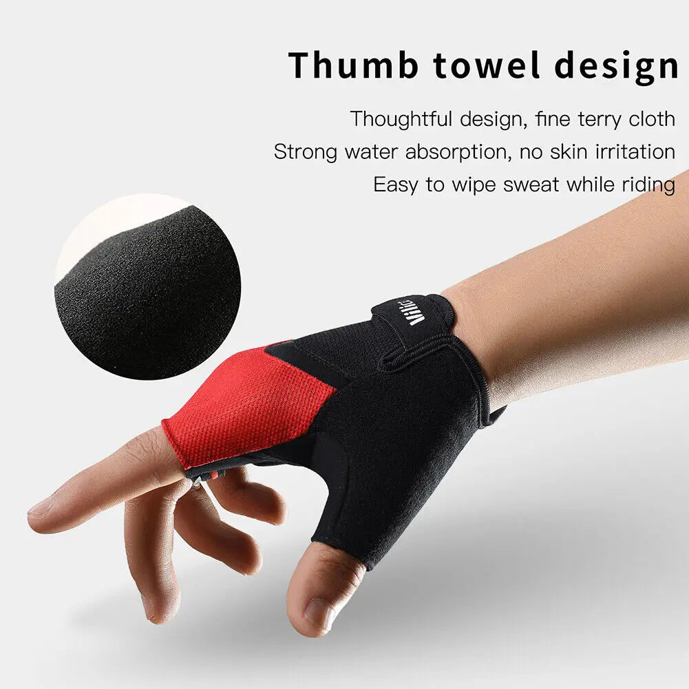 Cycling Half Finger Gloves Bike MTB Gloves Breathable Short Finger Thickened Palm Shock-Absorbing Anti Slip Outdoor Sport Gloves GlowCart