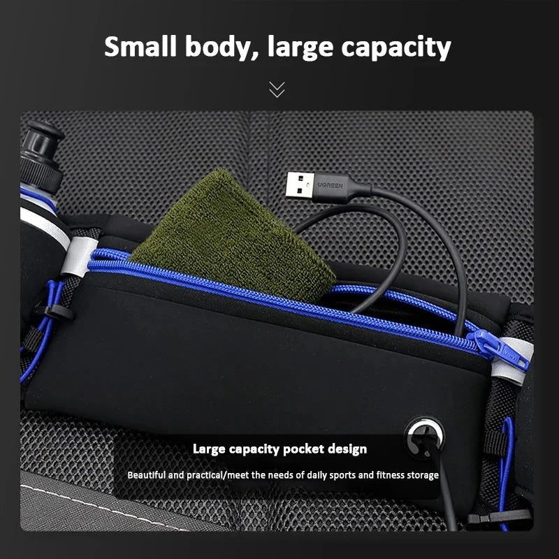 Marathon Trail Running Waist Pack For Phone Water Bottle Sports Fanny Pack Fitness Dual Pocket Running Belt Waist Bag Men Women GlowCart
