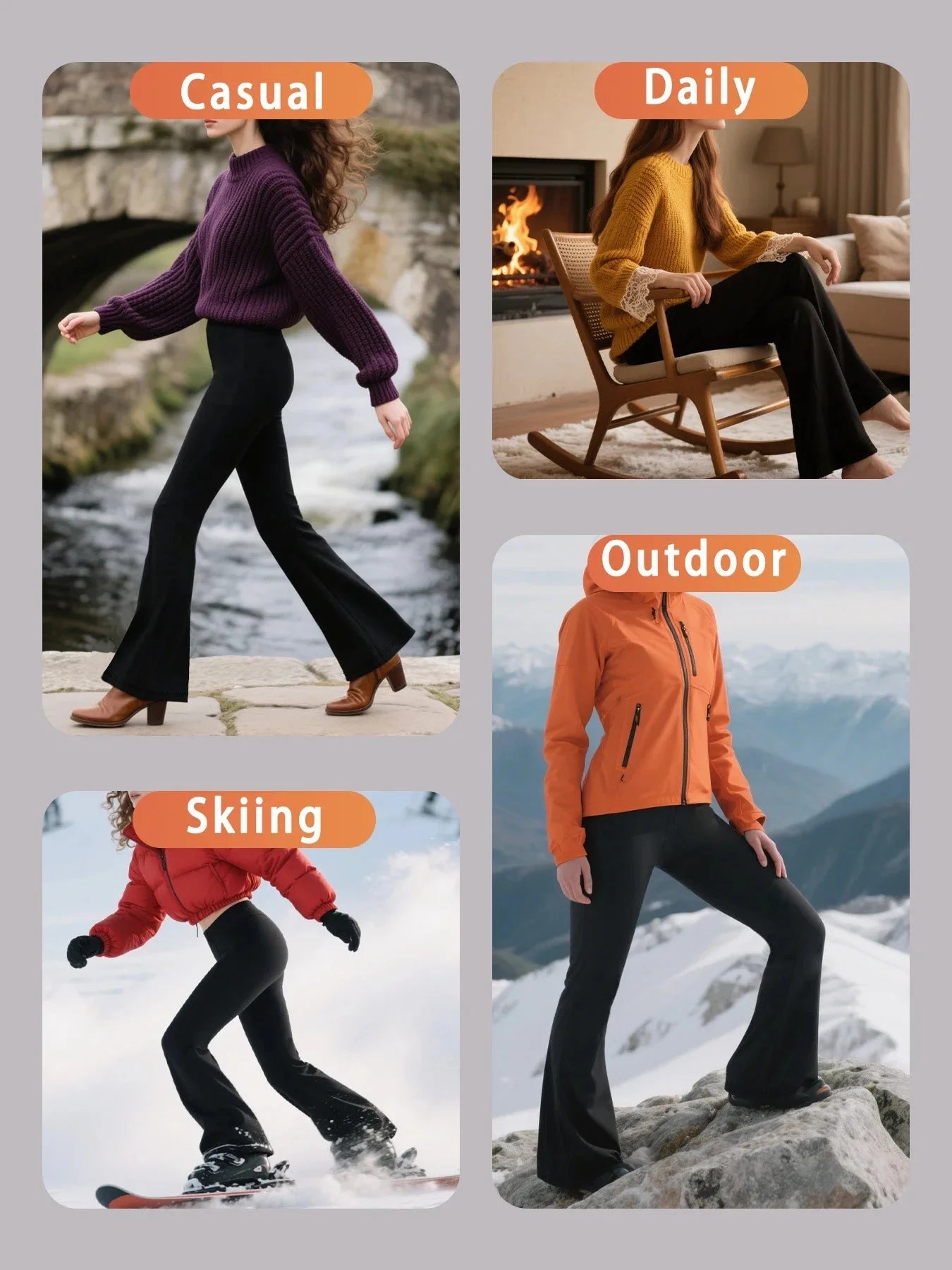 Women's Super Soft Flare Pants High Waisted Tummy Control GlowCart