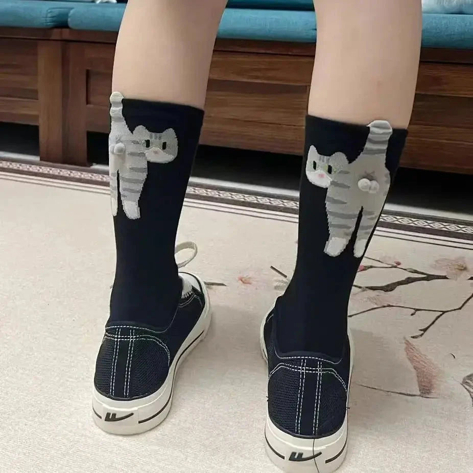 Gift for cat lovers: cartoon cat ladies cotton socks GlowCart