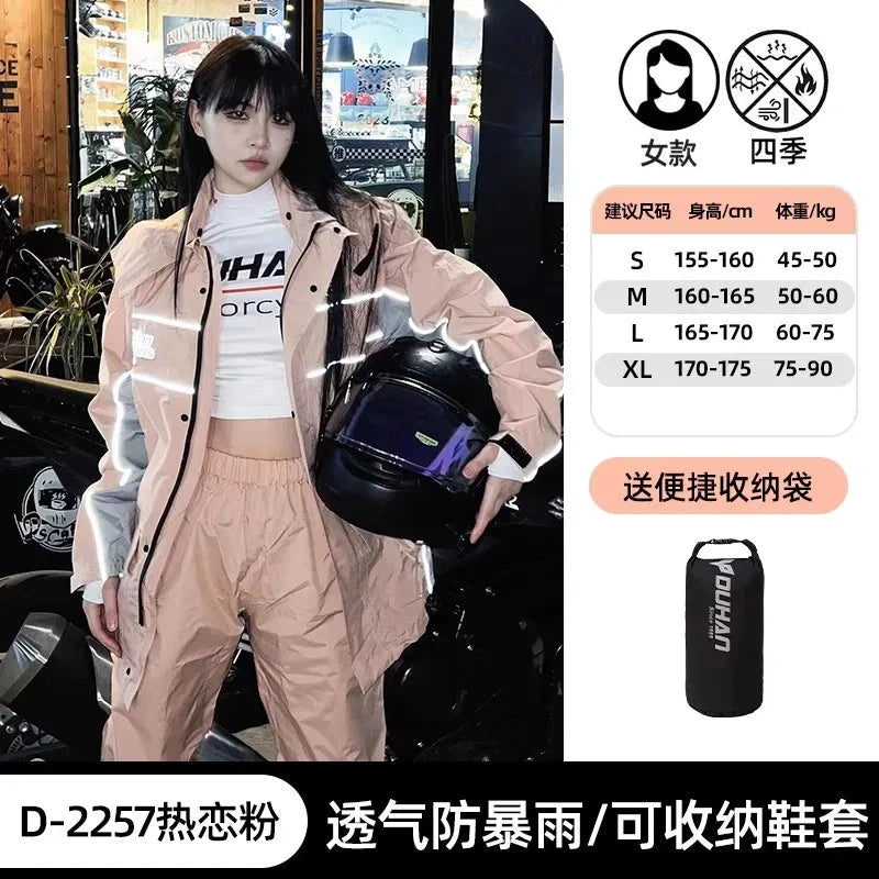 DUHAN Women's Motorcycle Raincoat Split Type Rainstorm Proof GlowCart