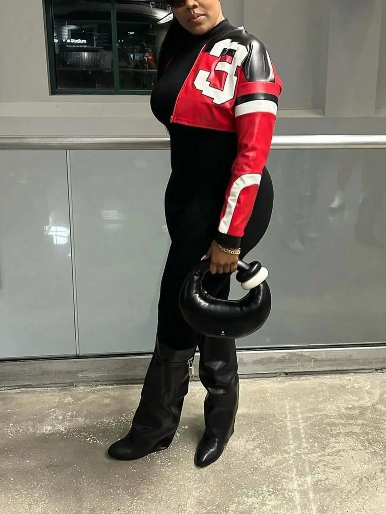 2025 Women's Faux Leather Jacket Short Red Coat Zipper GlowCart