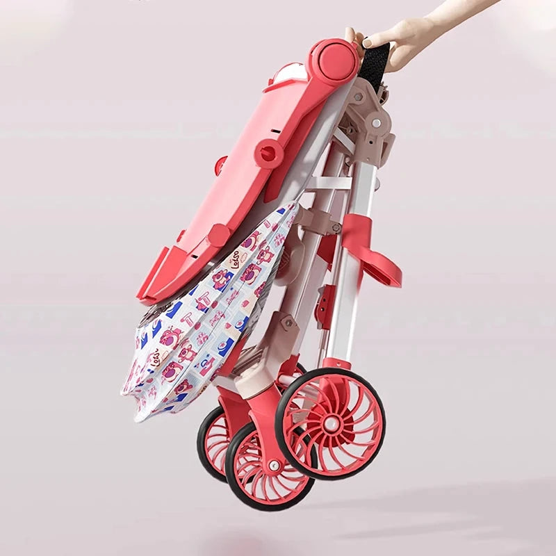 Portable Baby Stroller Foldable Dual-directional Push Sit or Lie Down High View Baby and Children's Walking Companion Cup Holder GlowCart