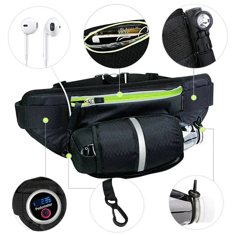 Sport Trail Running Belt Waist Bag Hydration Jogging Pouch Water Bottle Fanny Pack Men Women Gym Fitness Cycling Money Belt Bags GlowCart
