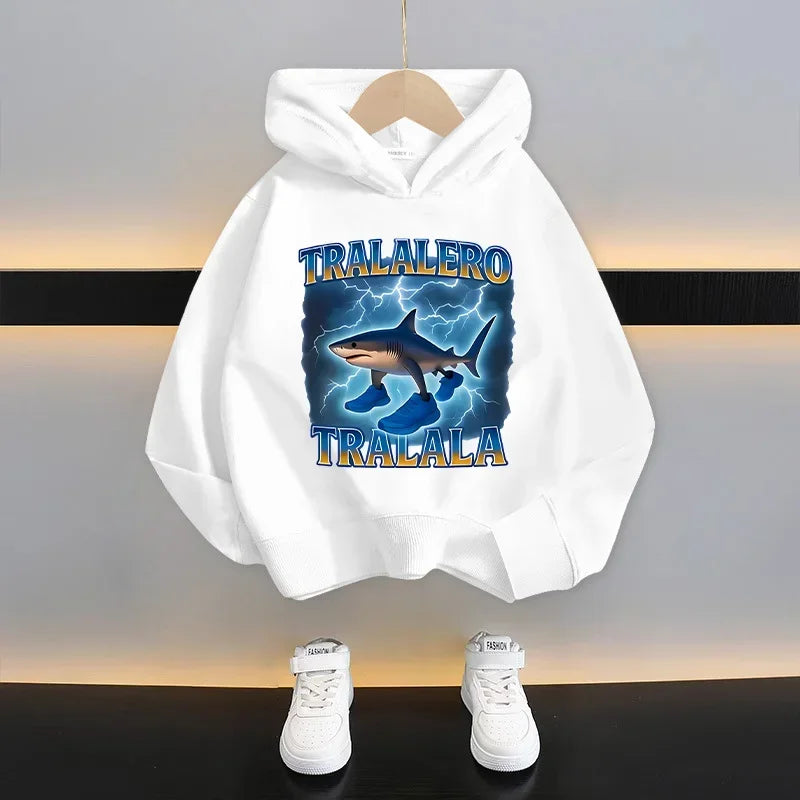 Italian Brainrot Kids Hoodie Funny Cartoon Graphic Thin Sweatshirts Tung Tungtung Sahur Casuals Long Sleeves Tops Boys Clothes GlowCart