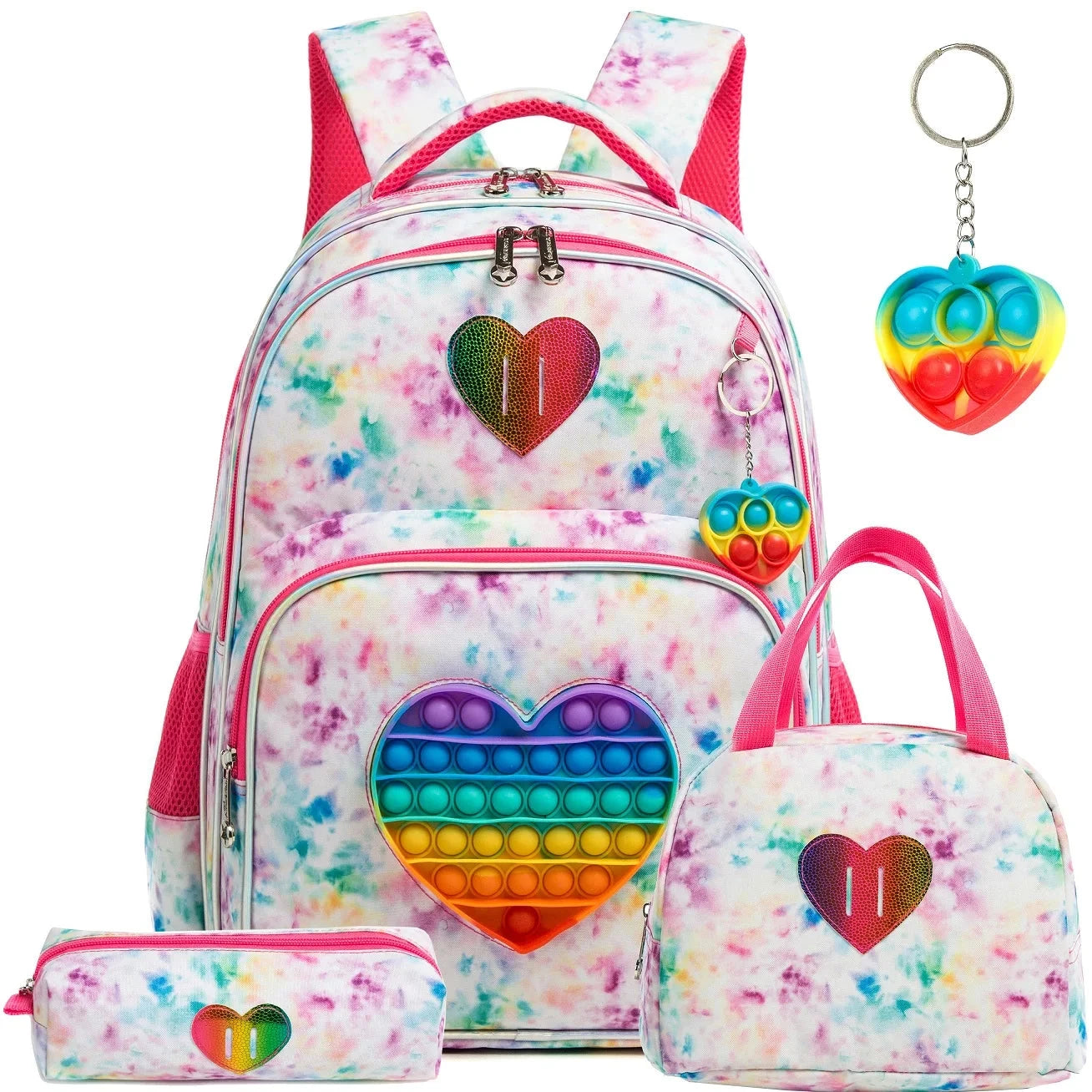 Meetbelify 16.5'' POP Backpack for Girls Kids  Elementary Preschool Student with Lunch Box Pencil Case 3 in 1 GlowCart