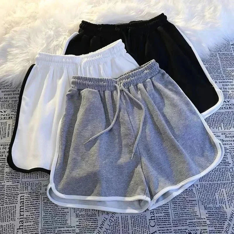 Striped Sports Shorts Women Korean Fashion Casual Mini Shorts Summer Simple Loose Wide Leg Shorts Ladies New GlowCart