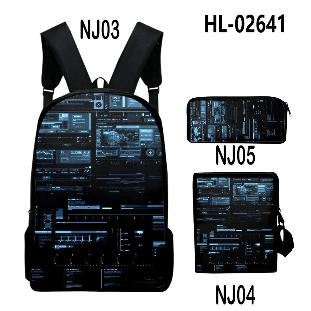 Fashion Youthful Technology style 3D Print 3pcs/Set Student GlowCart