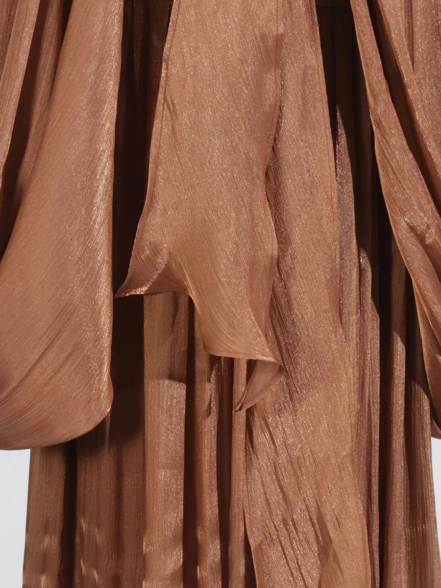 VGH Minimalist Spliced Folds Maxi Dresses for Women Scarf GlowCart